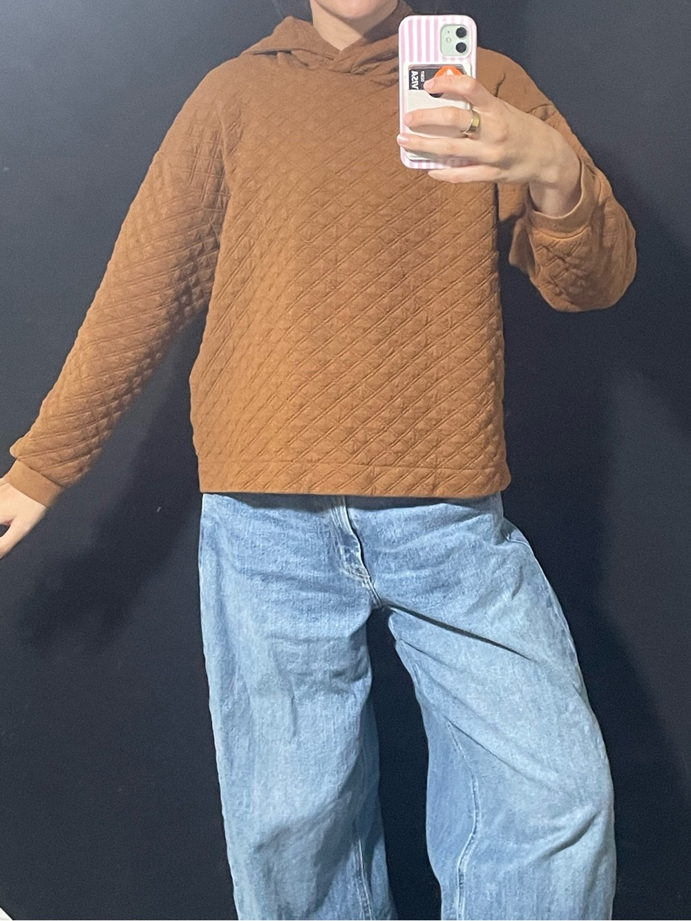 Madewell Quilted Hooded Pullover in Rust